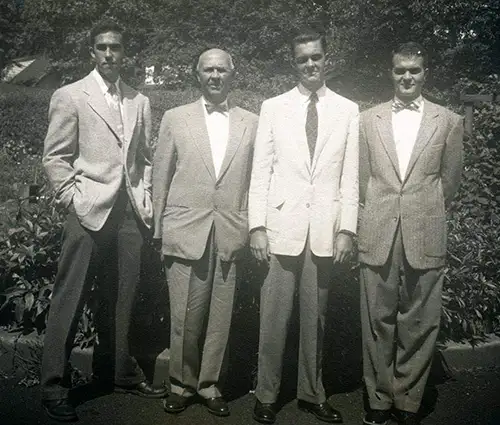 Claude, Hugh, James, and Hugh Jr. in Glen Ridge around 1953-1952
